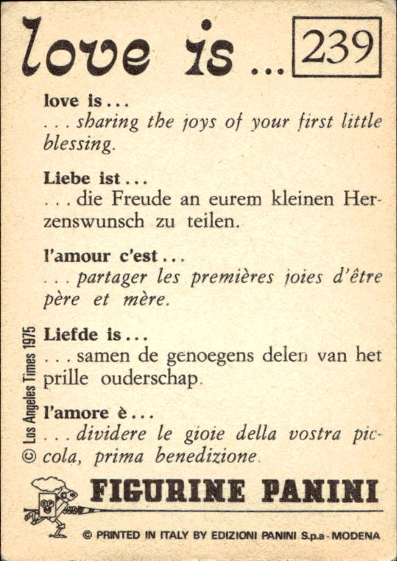 Panini Figur ''Vorhangmenü'' Love is l'amore is… 1975 - Bild 207 von 223
