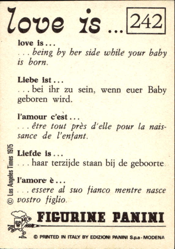 Panini Figur ''Vorhangmenü'' Love is l'amore is… 1975 - Bild 211 von 223