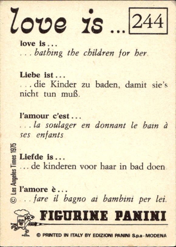 Panini Figur ''Vorhangmenü'' Love is l'amore is… 1975 - Bild 215 von 223