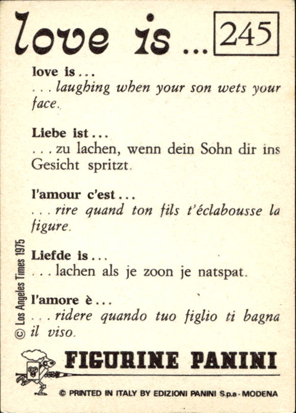 Panini Figur ''Vorhangmenü'' Love is l'amore is… 1975 - Bild 217 von 223