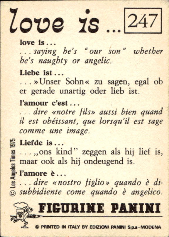 Panini Figur ''Vorhangmenü'' Love is l'amore is… 1975 - Bild 219 von 223