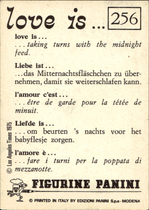 Panini Figur ''Vorhangmenü'' Love is l'amore is… 1975 - Bild 223 von 223