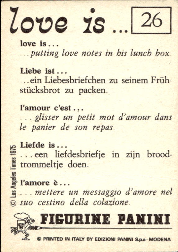 Panini Figur ''Vorhangmenü'' Love is l'amore is… 1975 - Bild 25 von 223