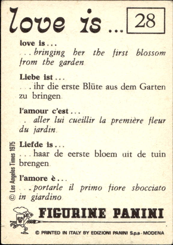 Panini Figur ''Vorhangmenü'' Love is l'amore is… 1975 - Bild 27 von 223