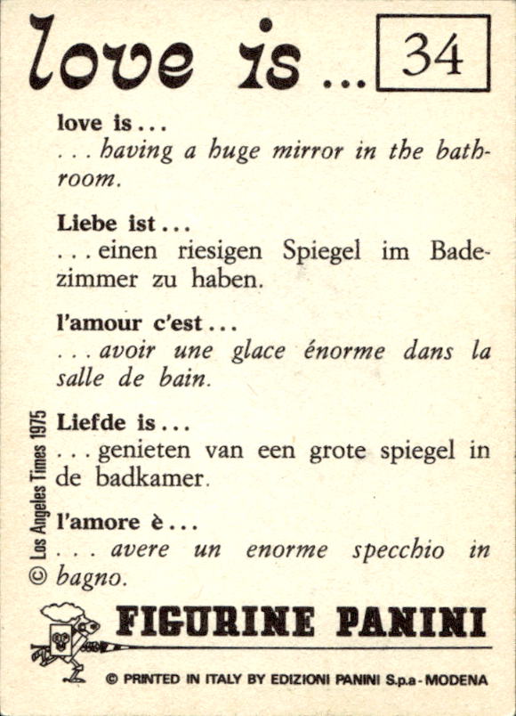 Panini Figur ''Vorhangmenü'' Love is l'amore is… 1975 - Bild 33 von 223