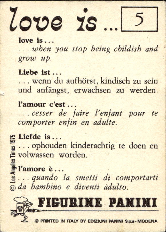 Panini Figur ''Vorhangmenü'' Love is l'amore is… 1975 - Bild 3 von 223