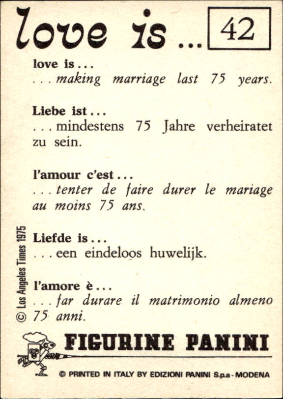 Panini Figur ''Vorhangmenü'' Love is l'amore is… 1975 - Bild 39 von 223