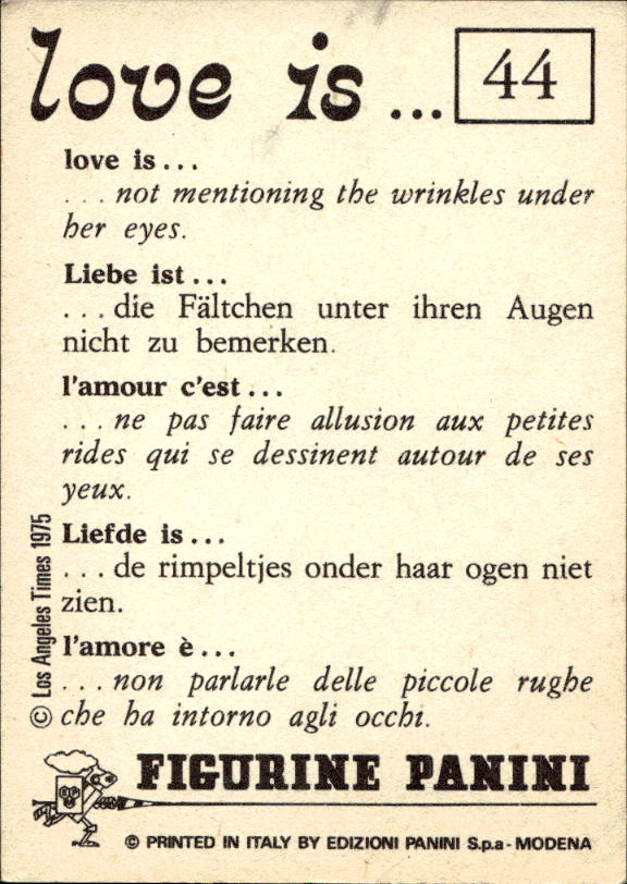 Panini Figur ''Vorhangmenü'' Love is l'amore is… 1975 - Bild 41 von 223