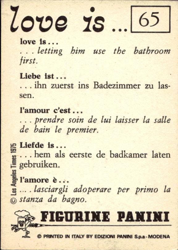 Panini Figur ''Vorhangmenü'' Love is l'amore is… 1975 - Bild 55 von 223