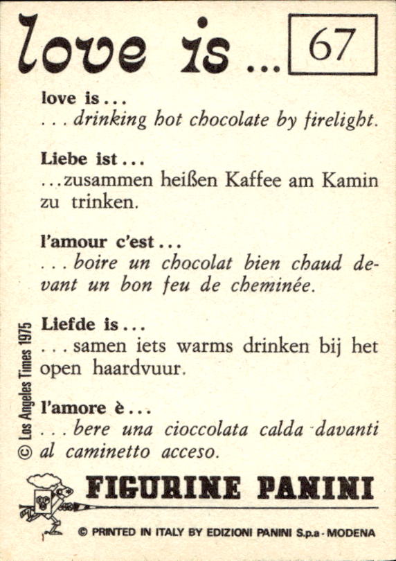 Panini Figur ''Vorhangmenü'' Love is l'amore is… 1975 - Bild 57 von 223