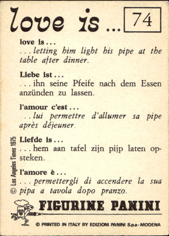 Panini Figur ''Vorhangmenü'' Love is l'amore is… 1975 - Bild 59 von 223