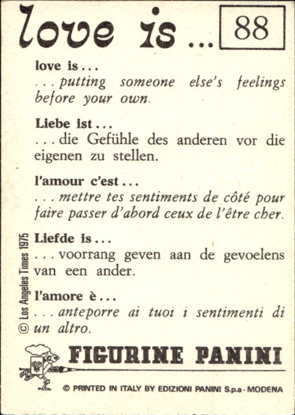 Panini Figur ''Vorhangmenü'' Love is l'amore is… 1975 - Bild 65 von 223