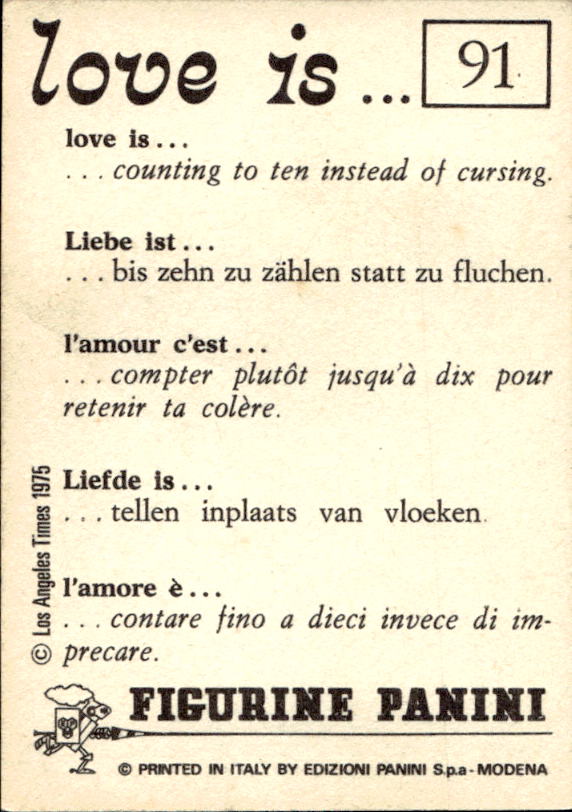 Panini Figur ''Vorhangmenü'' Love is l'amore is… 1975 - Bild 69 von 223