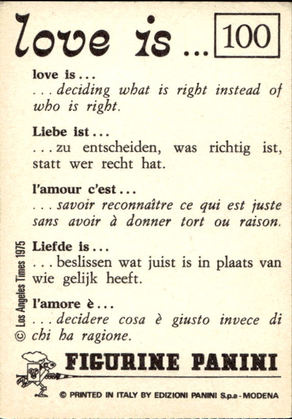 Panini Figur ''Vorhangmenü'' Love is l'amore is… 1975 - Bild 71 von 223