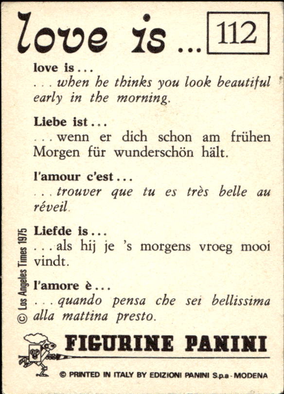 Panini Figur ''Vorhangmenü'' Love is l'amore is… 1975 - Bild 83 von 223