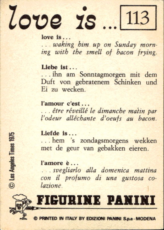 Panini Figur ''Vorhangmenü'' Love is l'amore is… 1975 - Bild 85 von 223