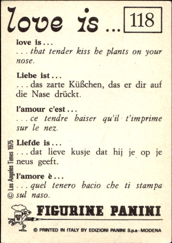 Panini Figur ''Vorhangmenü'' Love is l'amore is… 1975 - Bild 87 von 223