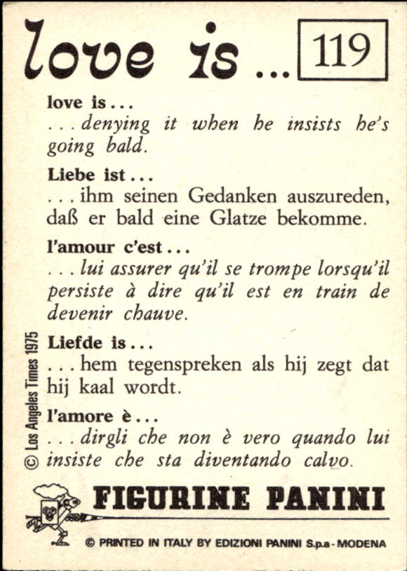 Panini Figur ''Vorhangmenü'' Love is l'amore is… 1975 - Bild 89 von 223