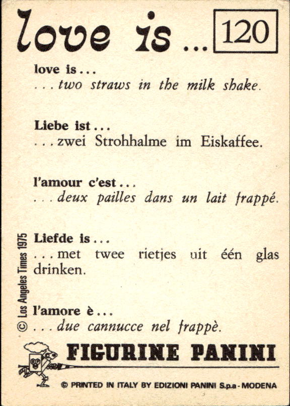 Panini Figur ''Vorhangmenü'' Love is l'amore is… 1975 - Bild 91 von 223