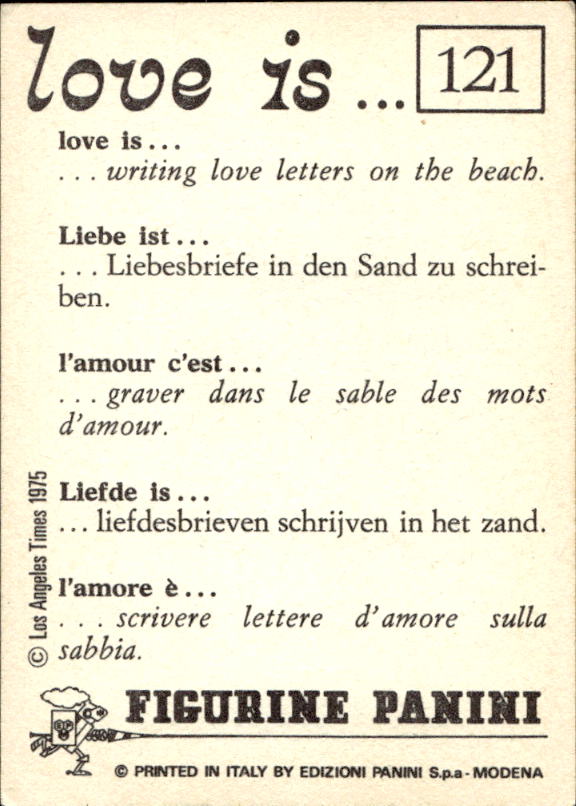 Panini Figur ''Vorhangmenü'' Love is l'amore is… 1975 - Bild 93 von 223