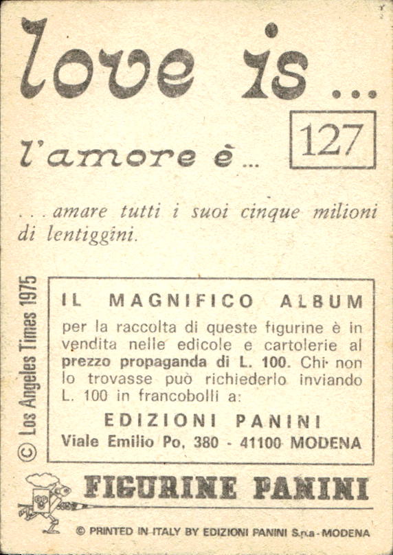 Panini Figur ''Vorhangmenü'' Love is l'amore is… 1975 - Bild 103 von 223