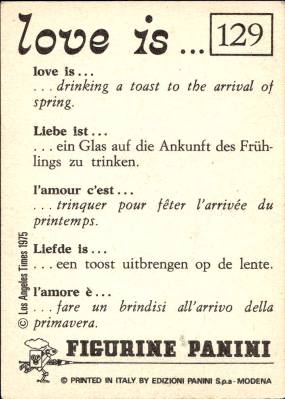 Panini Figur ''Vorhangmenü'' Love is l'amore is… 1975 - Bild 105 von 223