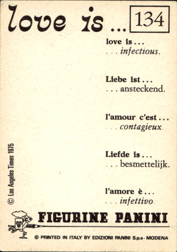 Panini Figur ''Vorhangmenü'' Love is l'amore is… 1975 - Bild 107 von 223