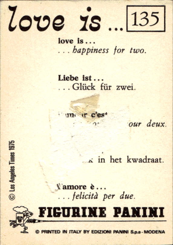 Panini Figur ''Vorhangmenü'' Love is l'amore is… 1975 - Bild 109 von 223