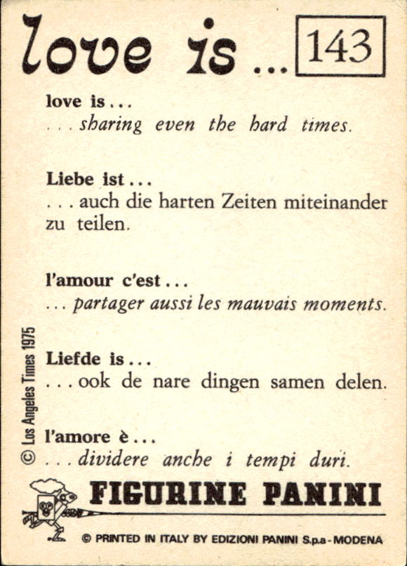 Panini Figur ''Vorhangmenü'' Love is l'amore is… 1975 - Bild 111 von 223