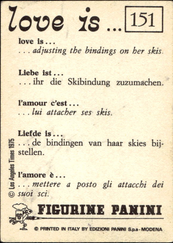 Panini Figur ''Vorhangmenü'' Love is l'amore is… 1975 - Bild 113 von 223
