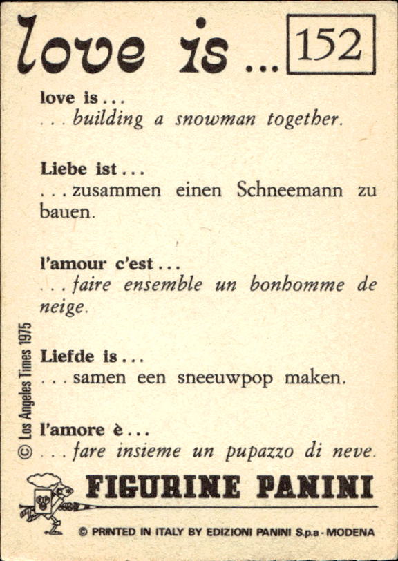 Panini Figur ''Vorhangmenü'' Love is l'amore is… 1975 - Bild 115 von 223