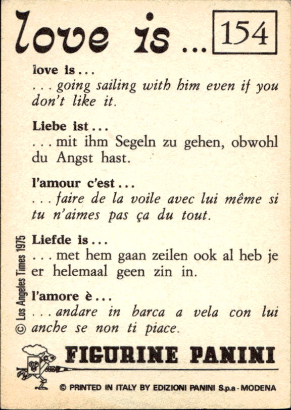 Panini Figur ''Vorhangmenü'' Love is l'amore is… 1975 - Bild 117 von 223