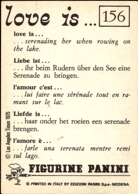 Panini Figur ''Vorhangmenü'' Love is l'amore is… 1975 - Bild 119 von 223