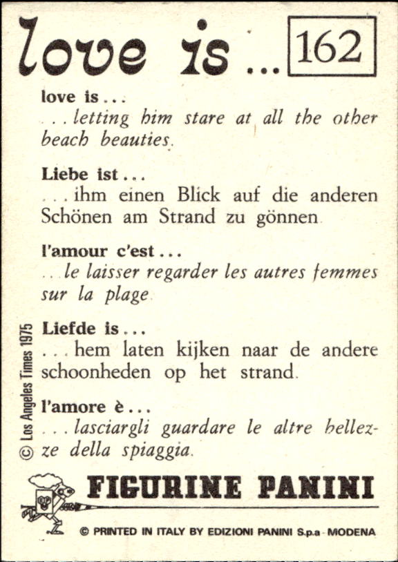 Panini Figur ''Vorhangmenü'' Love is l'amore is… 1975 - Bild 123 von 223