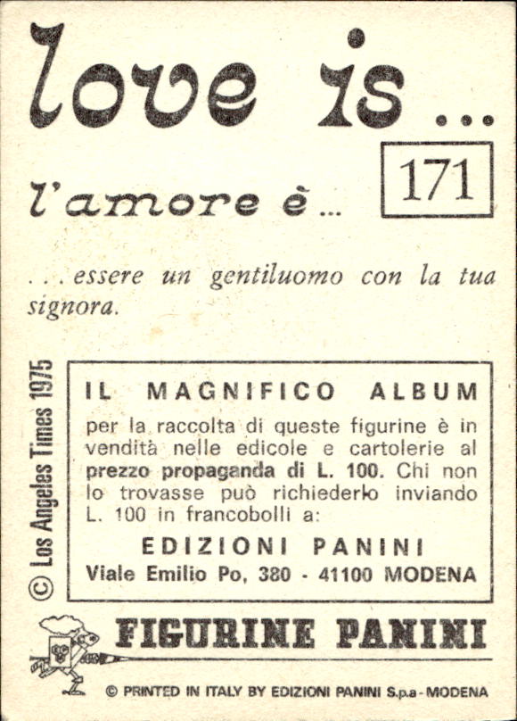 Panini Figur ''Vorhangmenü'' Love is l'amore is… 1975 - Bild 131 von 223