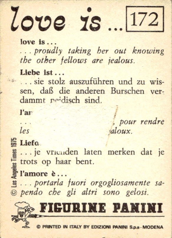 Panini Figur ''Vorhangmenü'' Love is l'amore is… 1975 - Bild 133 von 223