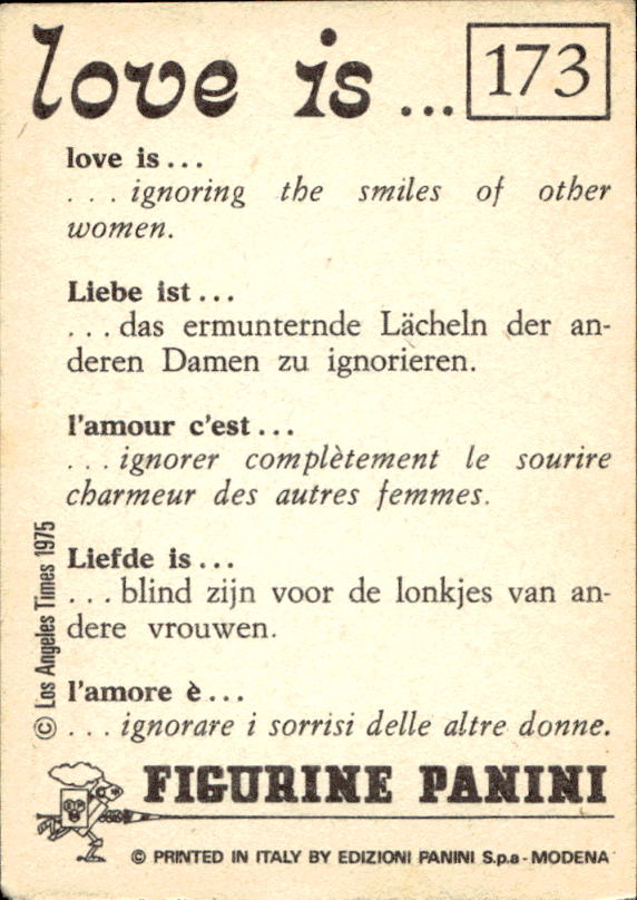 Panini Figur ''Vorhangmenü'' Love is l'amore is… 1975 - Bild 135 von 223