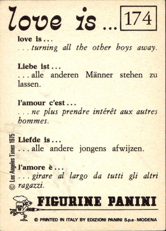 Panini Figur ''Vorhangmenü'' Love is l'amore is… 1975 - Bild 137 von 223