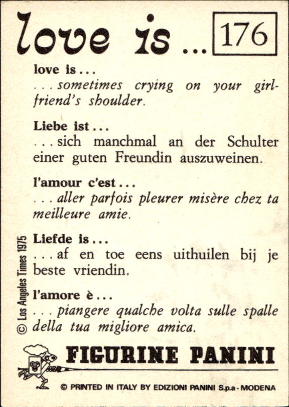 Panini Figur ''Vorhangmenü'' Love is l'amore is… 1975 - Bild 139 von 223