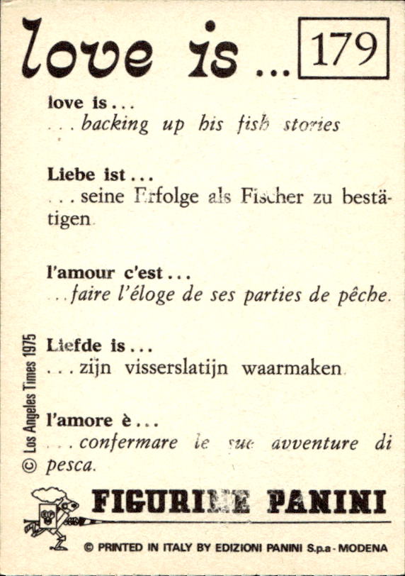 Panini Figur ''Vorhangmenü'' Love is l'amore is… 1975 - Bild 141 von 223