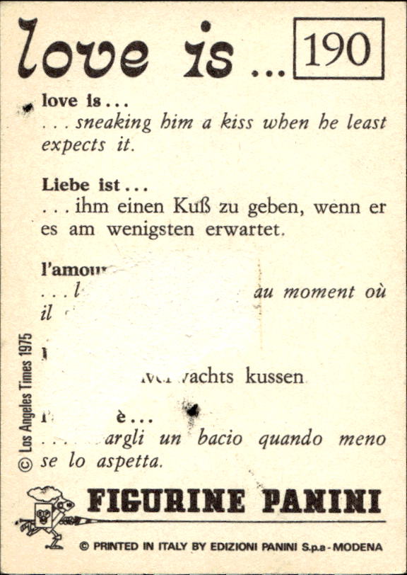 Panini Figur ''Vorhangmenü'' Love is l'amore is… 1975 - Bild 153 von 223