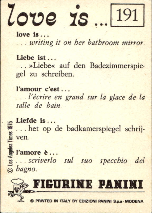 Panini Figur ''Vorhangmenü'' Love is l'amore is… 1975 - Bild 155 von 223