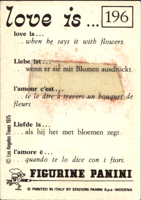 Panini Figur ''Vorhangmenü'' Love is l'amore is… 1975 - Bild 163 von 223
