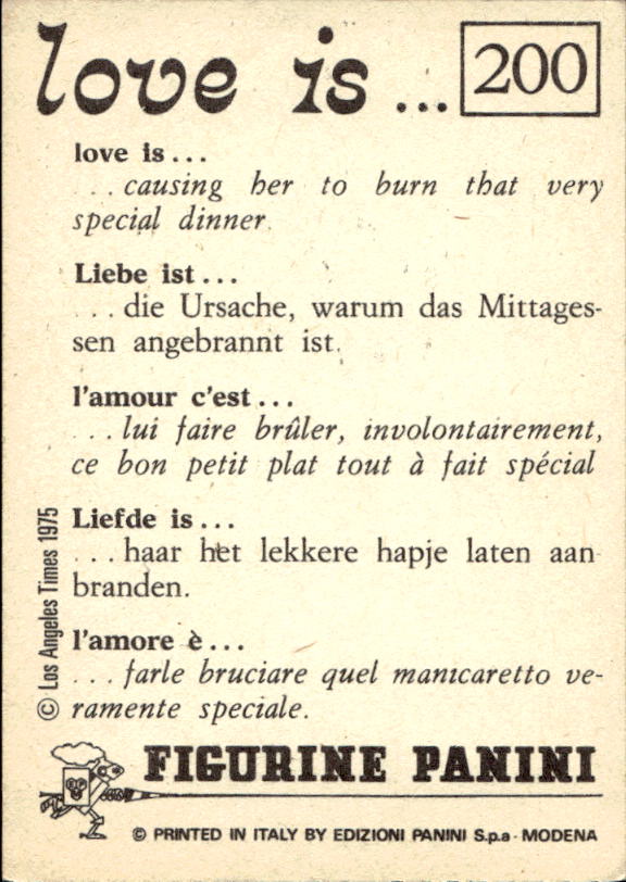Panini Figur ''Vorhangmenü'' Love is l'amore is… 1975 - Bild 169 von 223