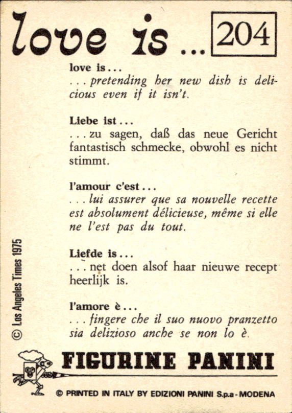 Panini Figur ''Vorhangmenü'' Love is l'amore is… 1975 - Bild 171 von 223