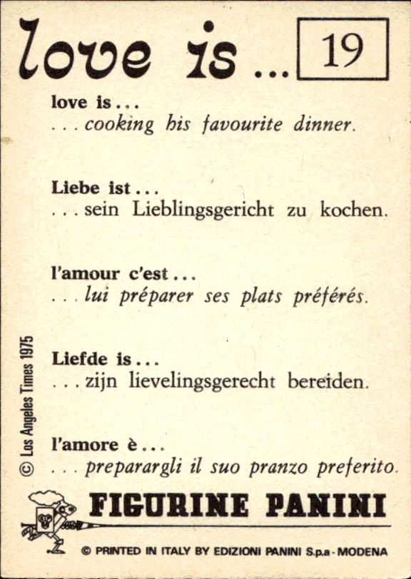 Panini Figur ''Vorhangmenü'' Love is l'amore is… 1975 - Bild 17 von 223