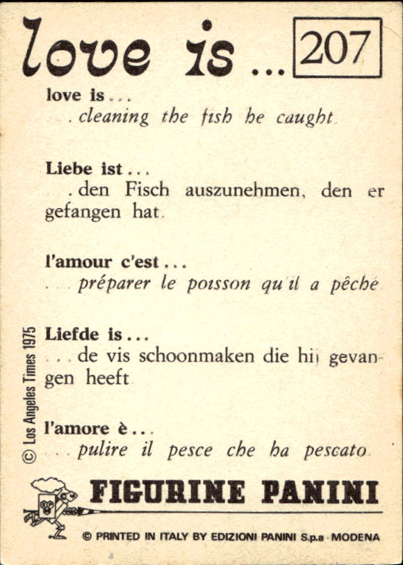 Panini Figur ''Vorhangmenü'' Love is l'amore is… 1975 - Bild 175 von 223
