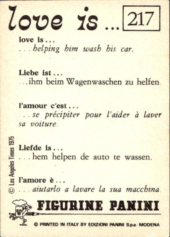 Panini Figur ''Vorhangmenü'' Love is l'amore is… 1975 - Bild 177 von 223