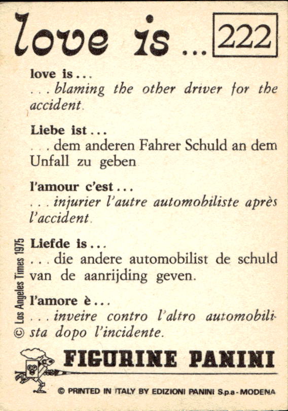 Panini Figur ''Vorhangmenü'' Love is l'amore is… 1975 - Bild 183 von 223