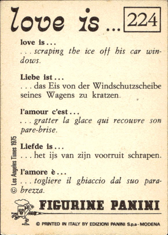 Panini Figur ''Vorhangmenü'' Love is l'amore is… 1975 - Bild 185 von 223